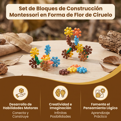 Set de Bloques de Construcción Montessori en Forma de Flor de Ciruelo