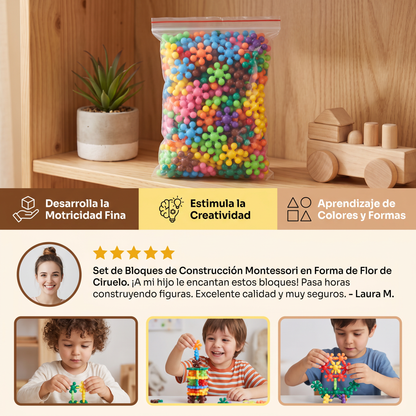 Set de Bloques de Construcción Montessori en Forma de Flor de Ciruelo