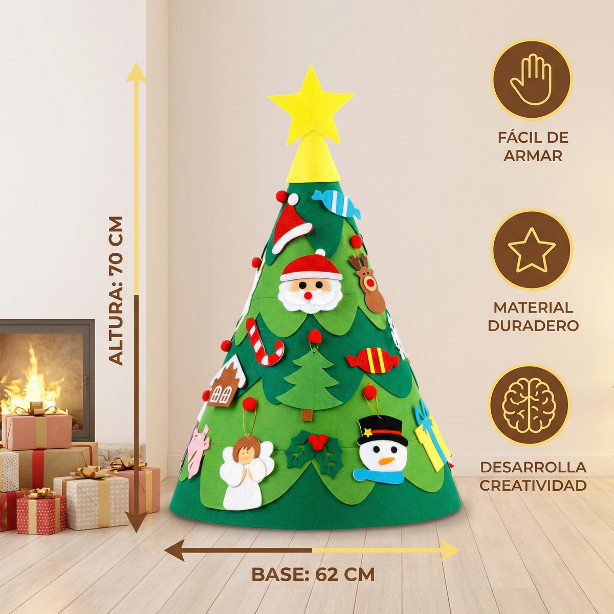 Montessori 3D árbol de Navidad de fieltro