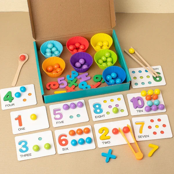 Rompecabezas matemático Montessori para niños ⎜ Juego educativo de emparejamiento de cuentas para reconocer números y desarrollar habilidades de conteo