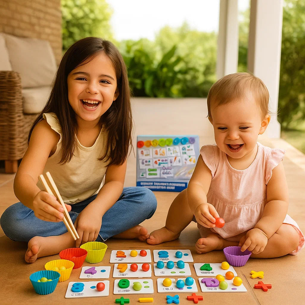 Rompecabezas matemático Montessori para niños ⎜ Juego educativo de emparejamiento de cuentas para reconocer números y desarrollar habilidades de conteo
