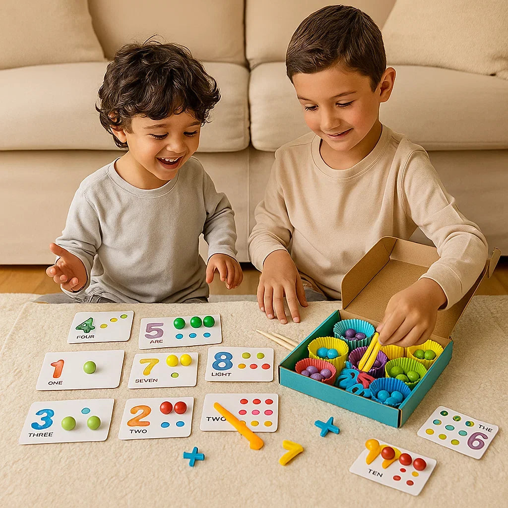 Rompecabezas matemático Montessori para niños ⎜ Juego educativo de emparejamiento de cuentas para reconocer números y desarrollar habilidades de conteo