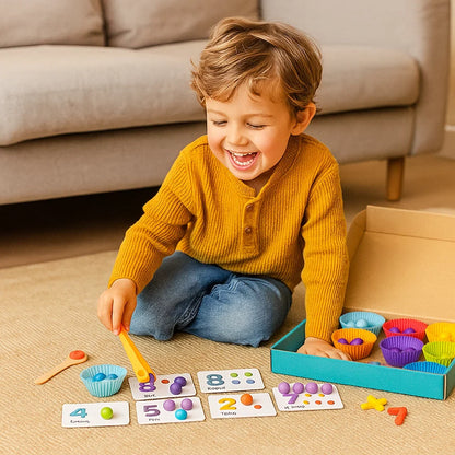 Rompecabezas matemático Montessori para niños ⎜ Juego educativo de emparejamiento de cuentas para reconocer números y desarrollar habilidades de conteo