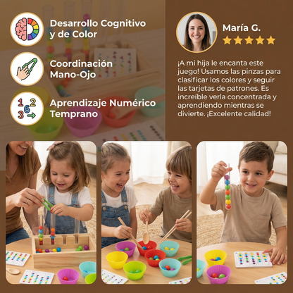 Juego y set de aprendizaje Montessori con tubos de ensayo de colores y números